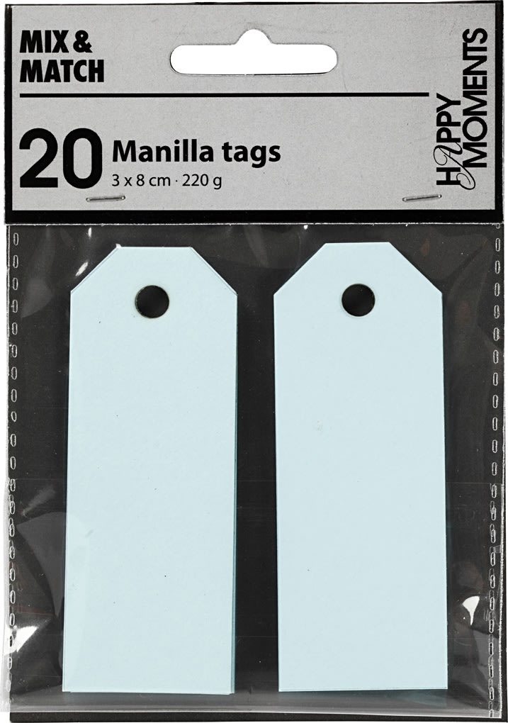Manillamärken Happy Moments 3x8 cm 20 st Ljusblå