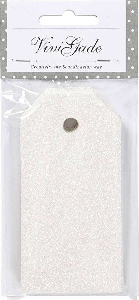 ViviGade Manillamærker 5x10cm, 15stk, glitter hvid