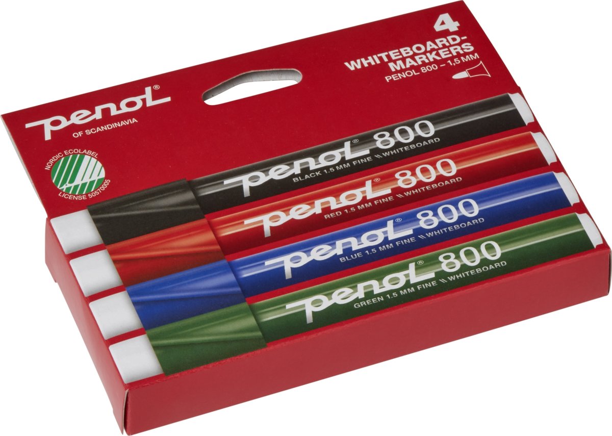Penol 800 Whiteboard Marker, 4 stk. 