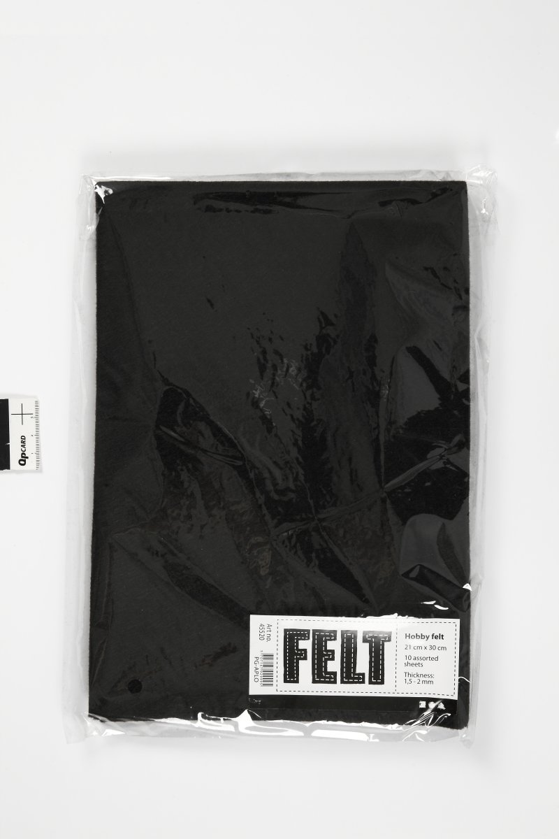 Hobbyfilt A4 21x30 cm 10 ark,svart