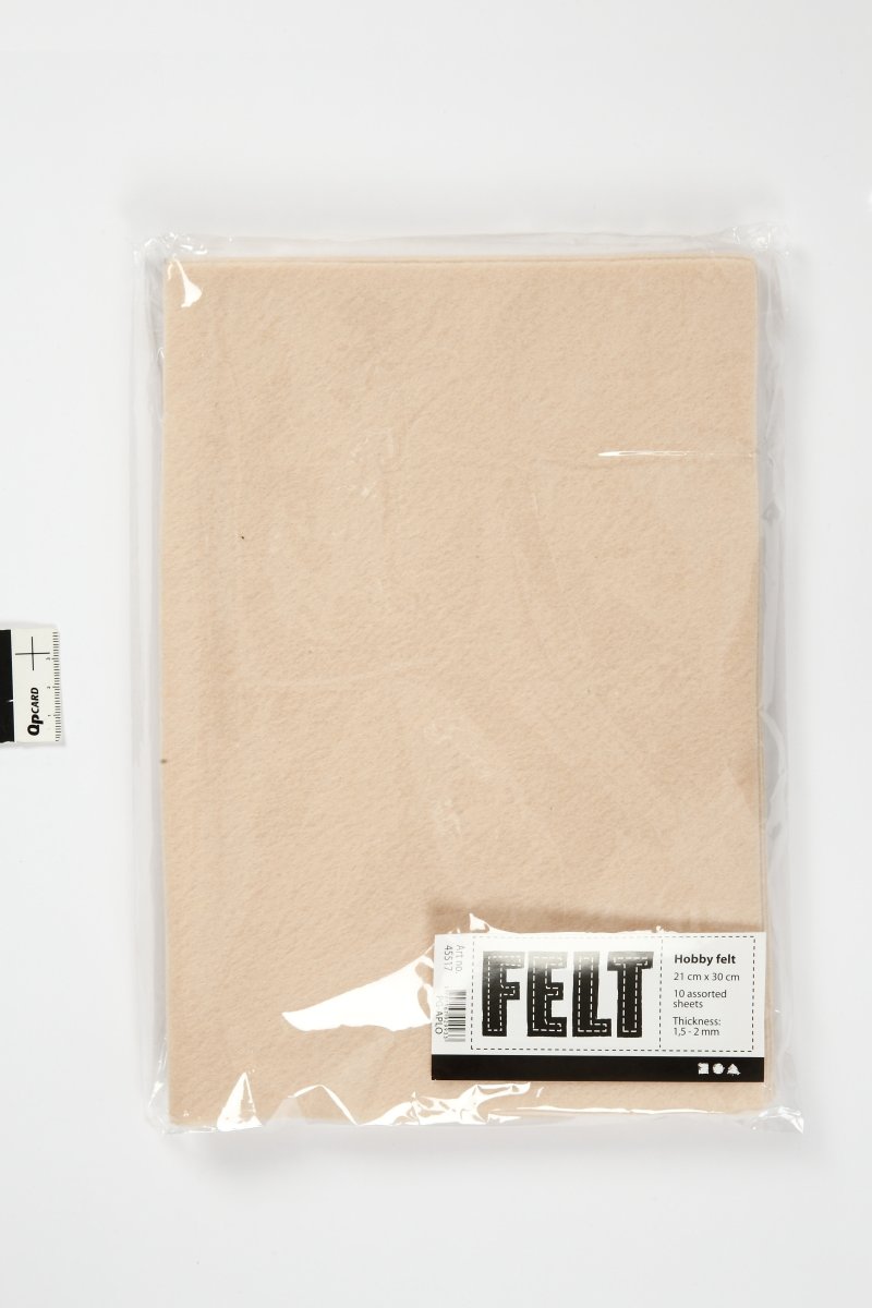 Hobbyfilt, A4 21x30 cm, 10 ark, lys hudfarvet