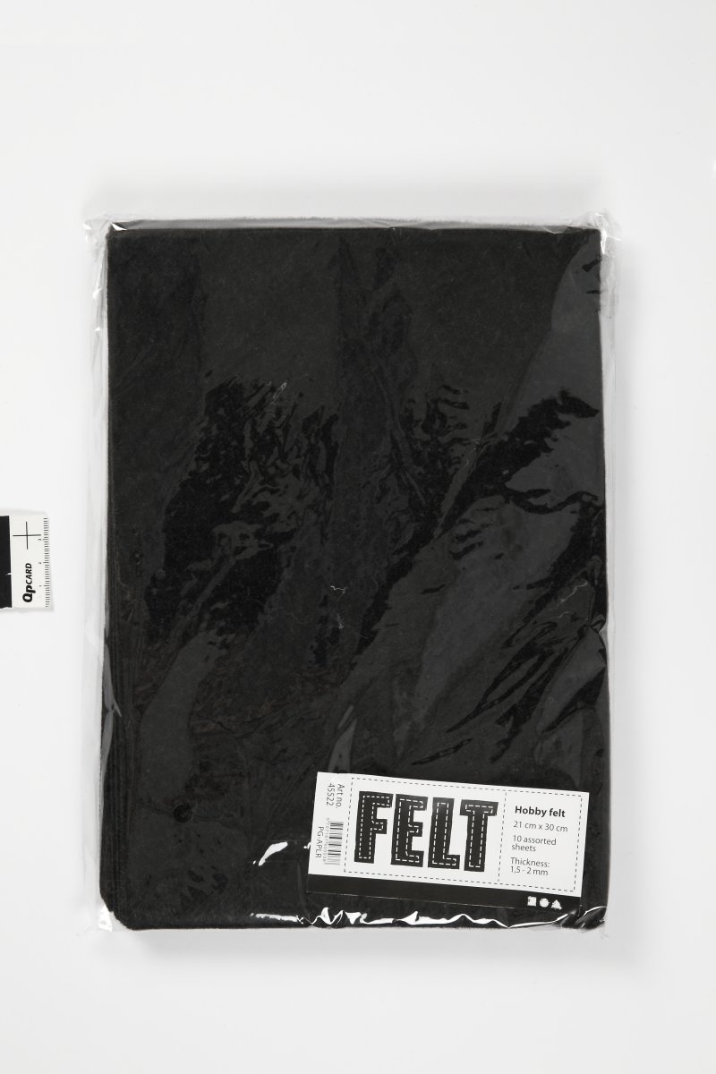 Hobbyfilt Melerad A4 21x30 cm 10 ark svart