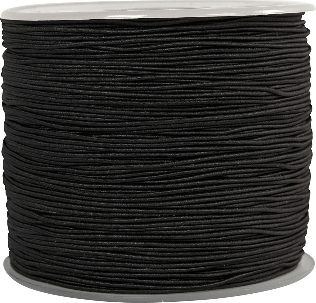 Elastiskt snöre 1 mm x 250 m Svart