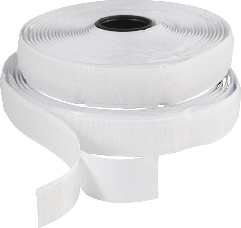 Kardborreband 20 mm x 5 m Vit