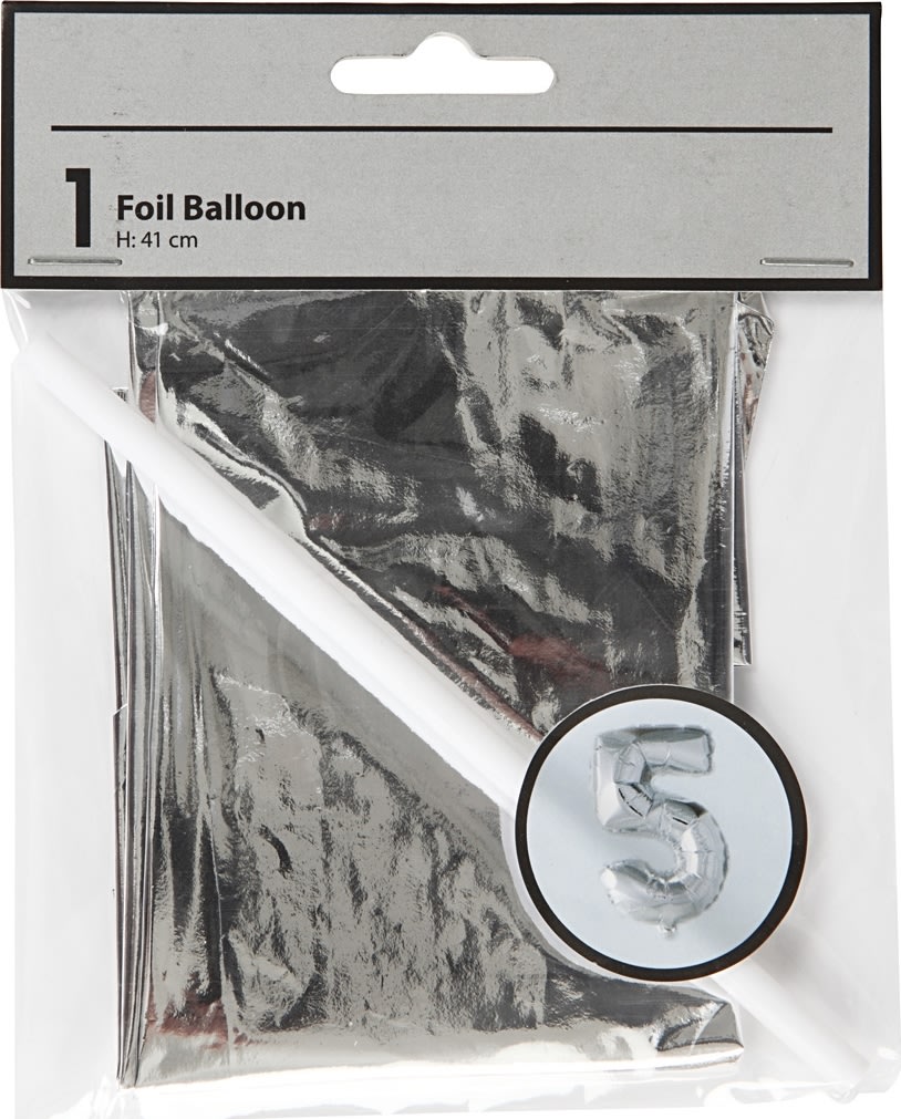 Folieballong Silver 5