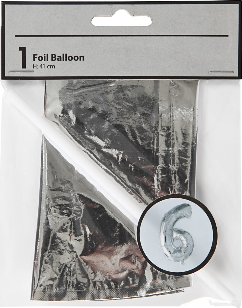 Folieballon, sølv, 6-tal