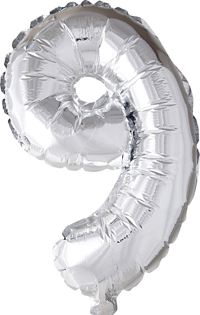 Folieballon, sølv, 9-tal