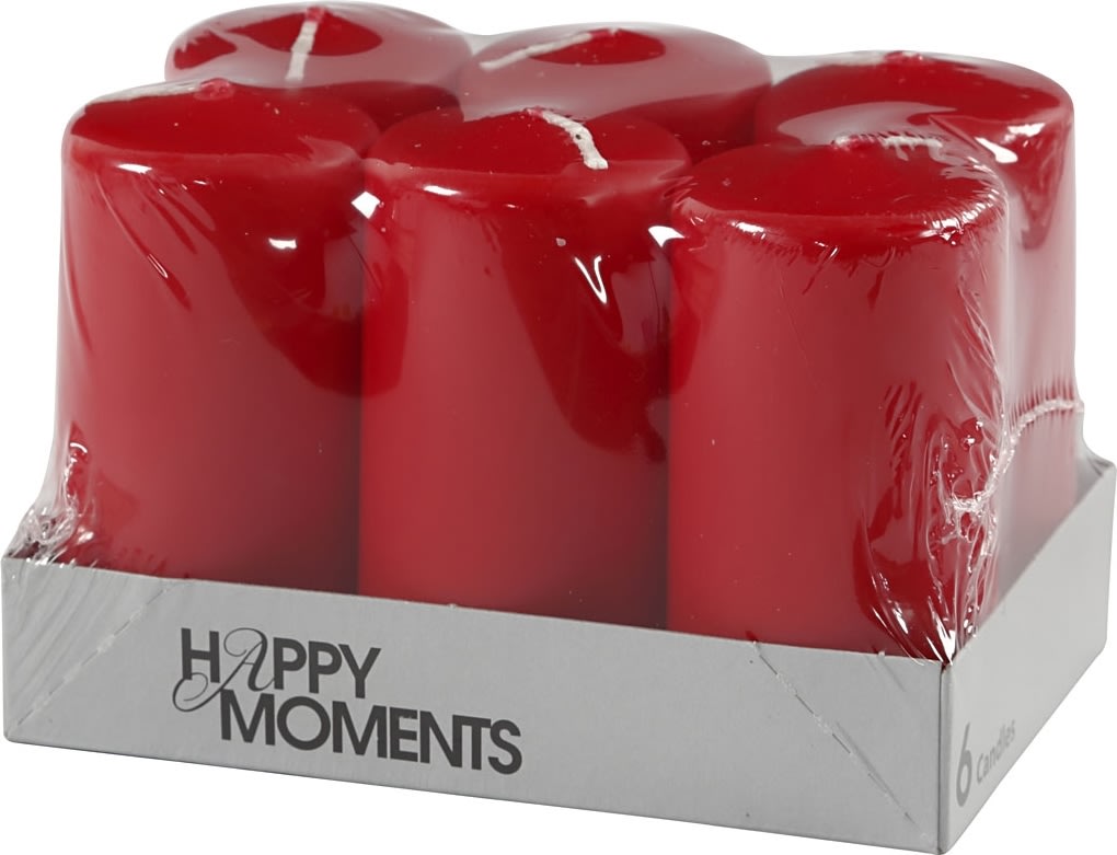 Happy Moments Bloklys, 5 x 10 cm, rød, 6 stk