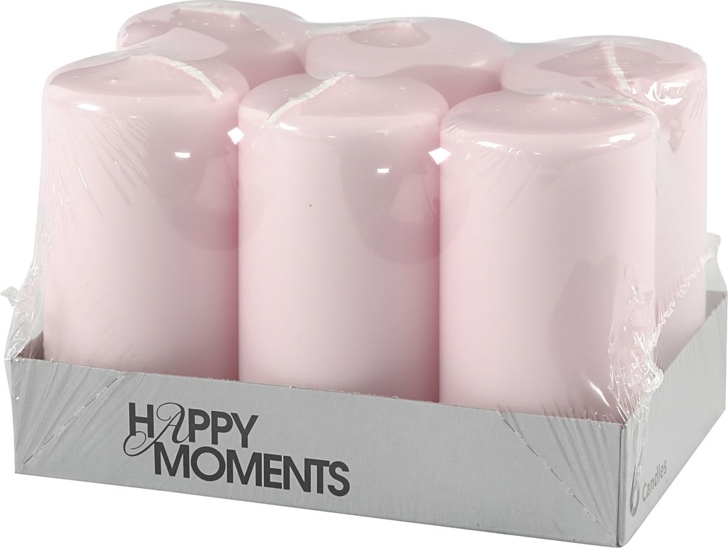 Happy Moments Bloklys, 5 x 10 cm, lyserød, 6 stk