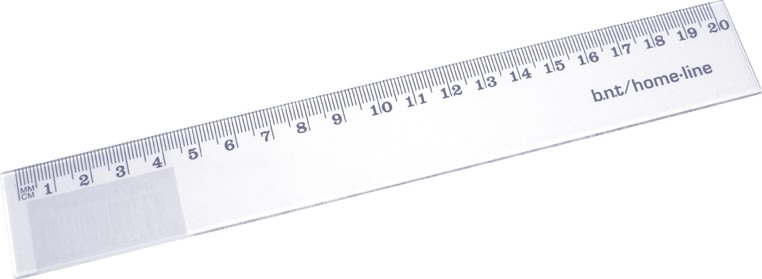 Linjal, glasklar plast, 20 cm