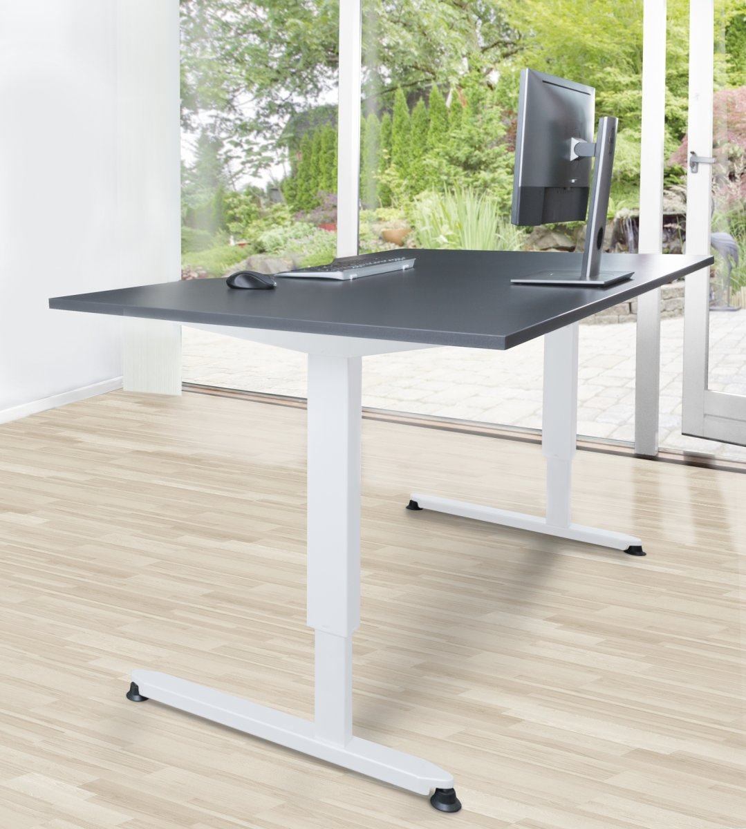 Stay hæve/sænkebord, 180x90 cm, grå/hvid