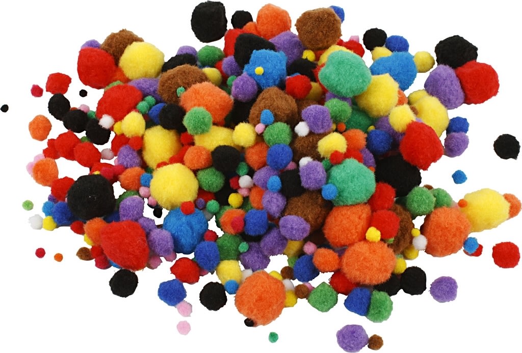 Pompoms 5-40 mm 150 st Blandade färger