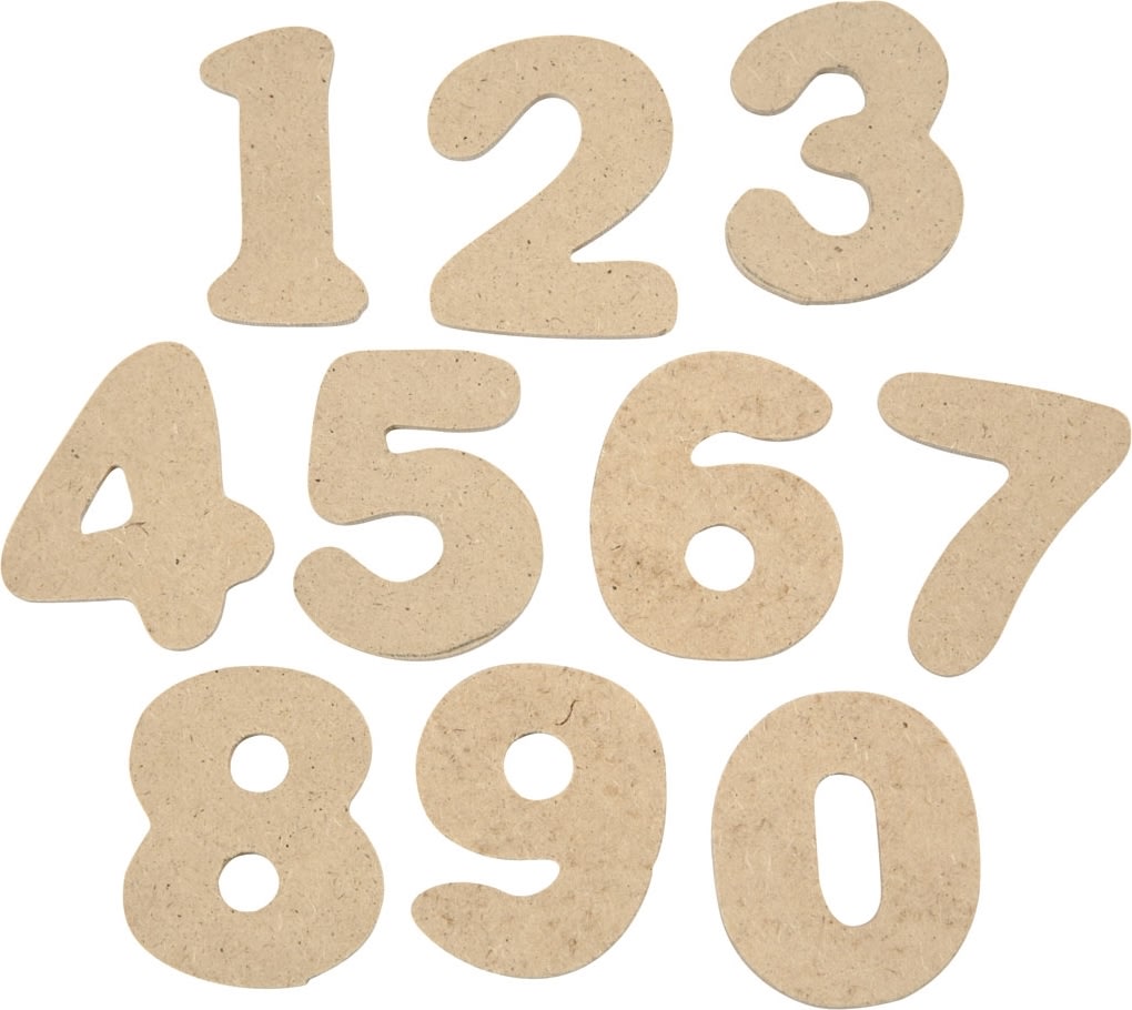 Siffror av trä | 4 cm | 0-9