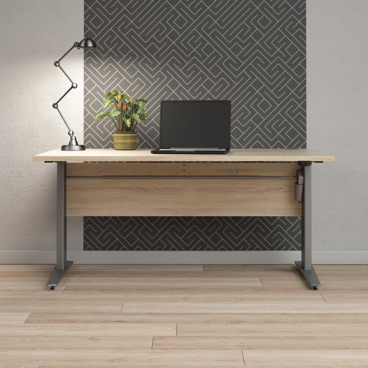 Skrivbord BudgetLine Höj-/sänkbart 150x80cm Ek/alu
