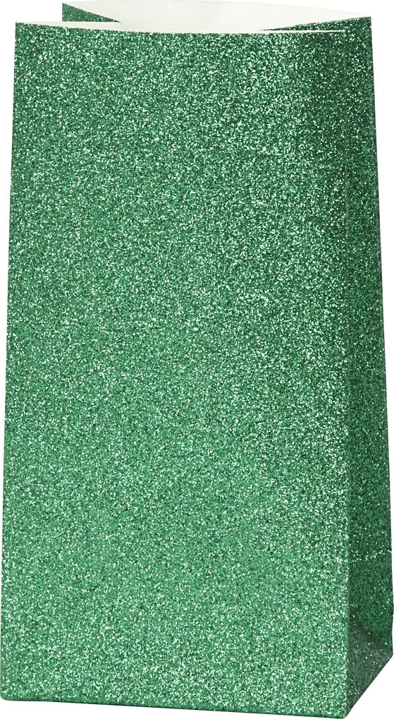 Vivi Gade presentpåse grönt glitter 9x6x17cm, 8 st