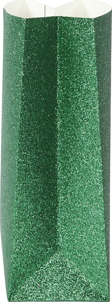 Vivi Gade presentpåse grönt glitter 9x6x17cm, 8 st