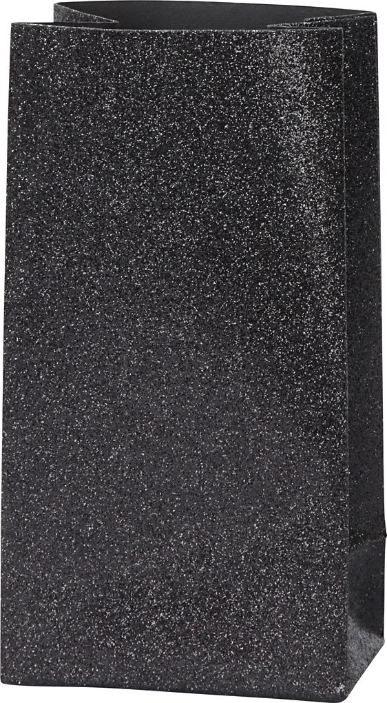 Vivi Gade presentpåse svart glitter 9x6x17cm, 8 st