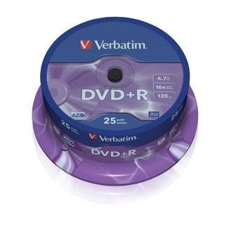 DVD+R Verbatim Spindel 16x 4,7 GB 25 st