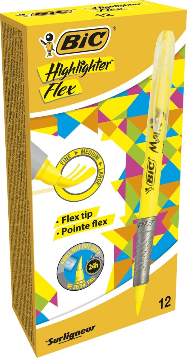 Överstrykningspenna Bic Flex Gul