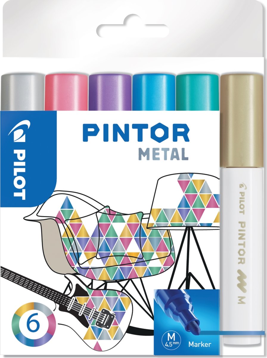 Pilot Pintor märkpenna | M | Metallic | 6 färger