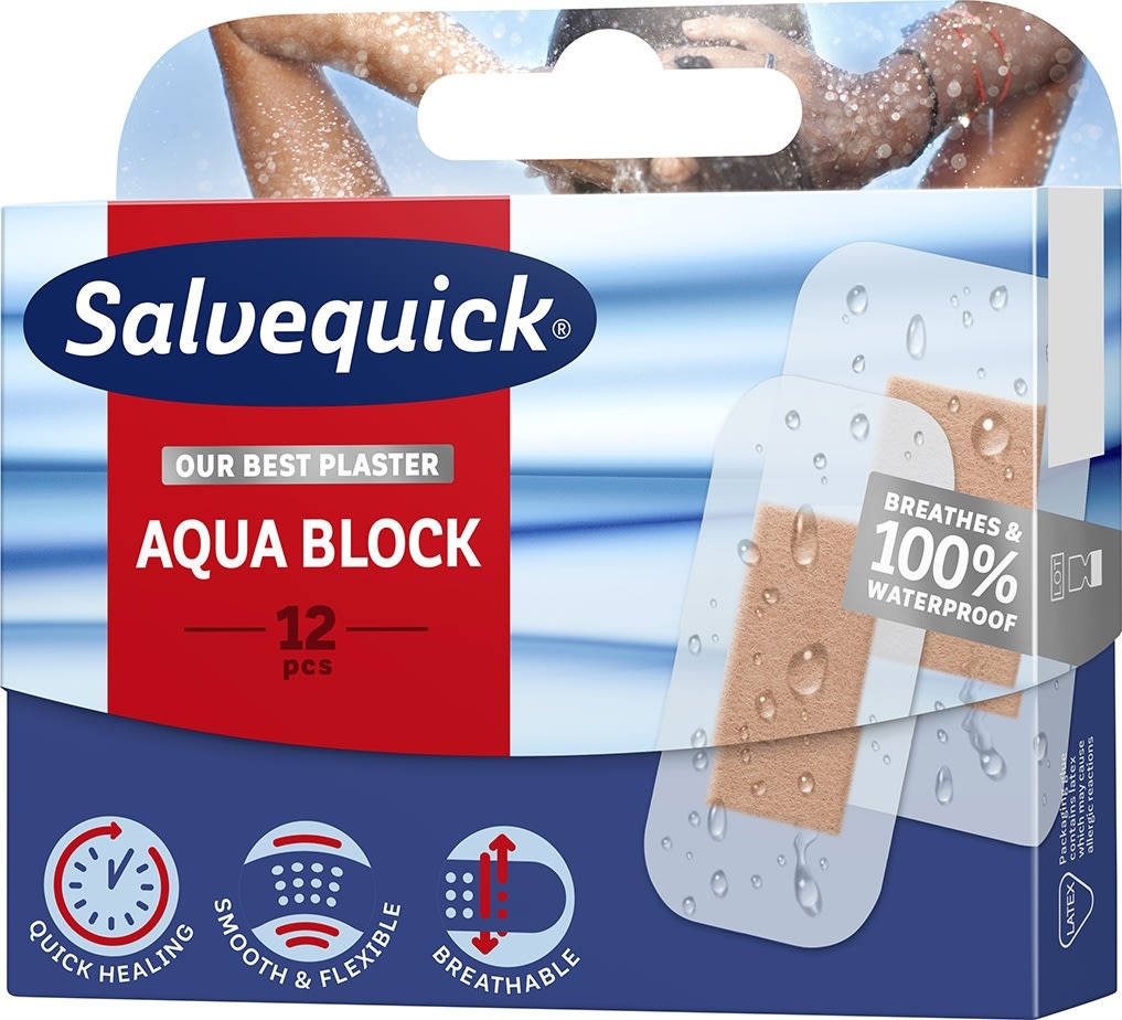 Salvequick Aqua Block plåster, 12 st.