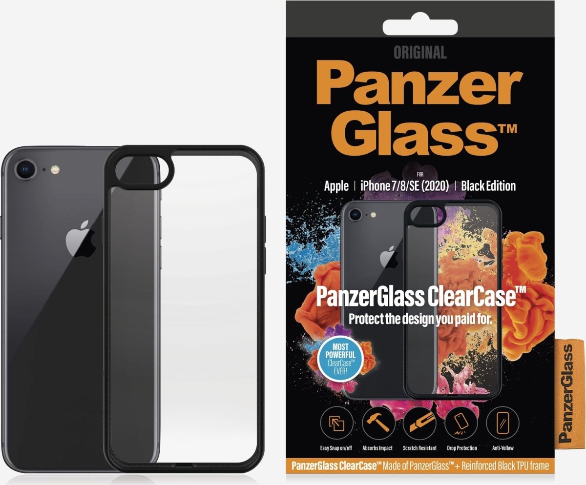 PanzerGlass ClearCase sort cover til iPhone 7/8/SE