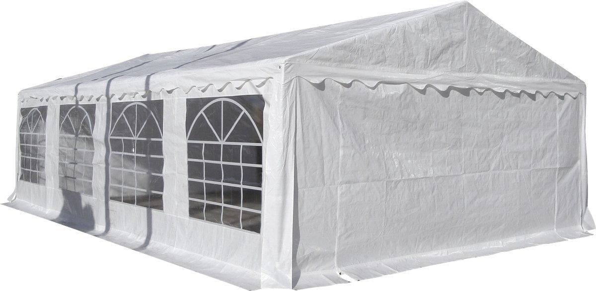 Lyxigt partytält 5x8 m, 42 personer, PVC, vit