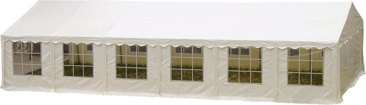 Lyxigt partytält 6x12 m, 80 personer, PVC, vitt