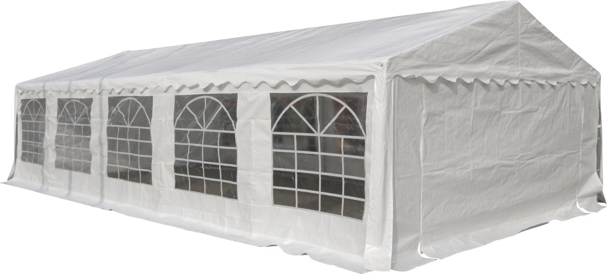 Partytält 5x10 m, 56 personer, PE, vitt
