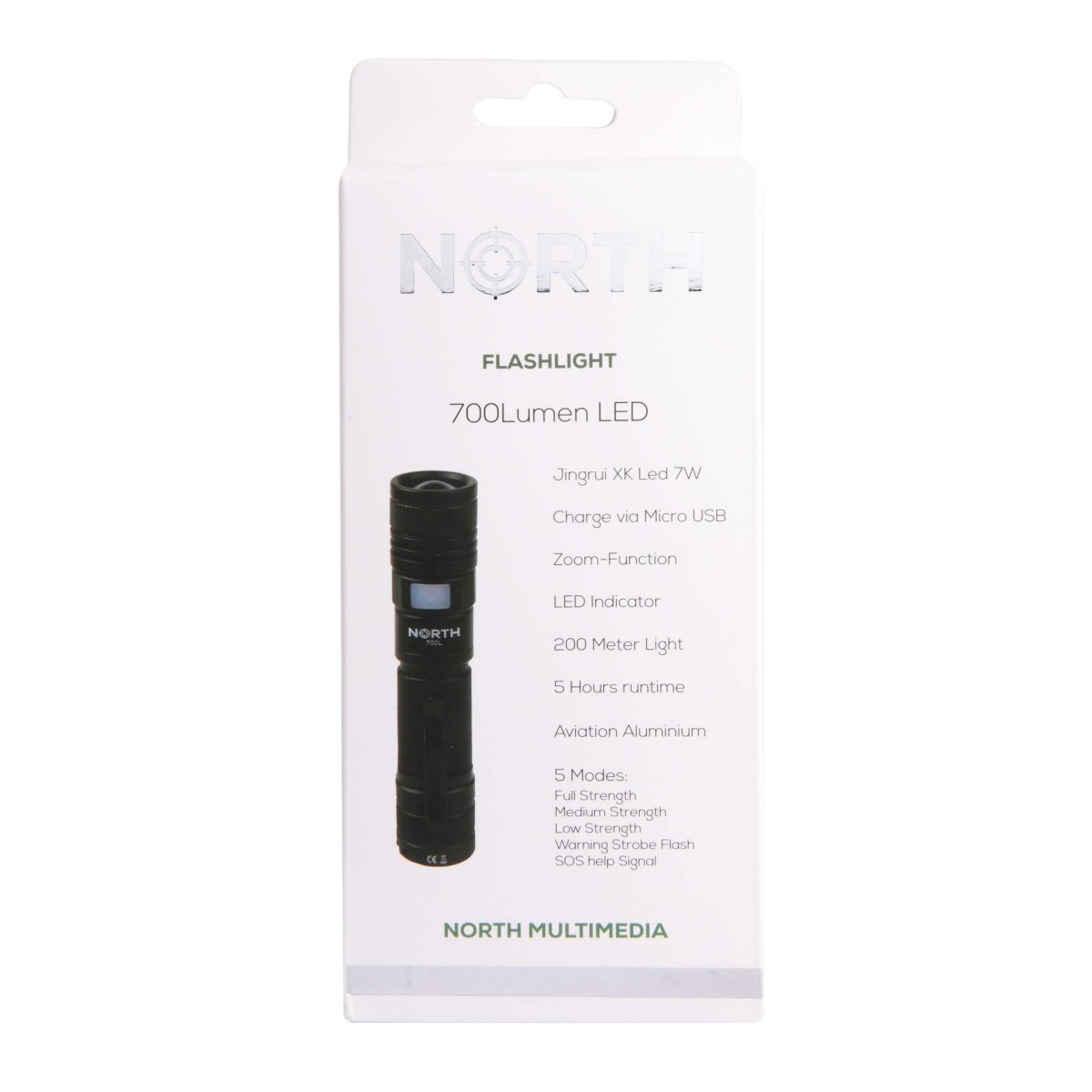 Ficklampa NORTH Aluminium Zoom 700 Lumen Svart