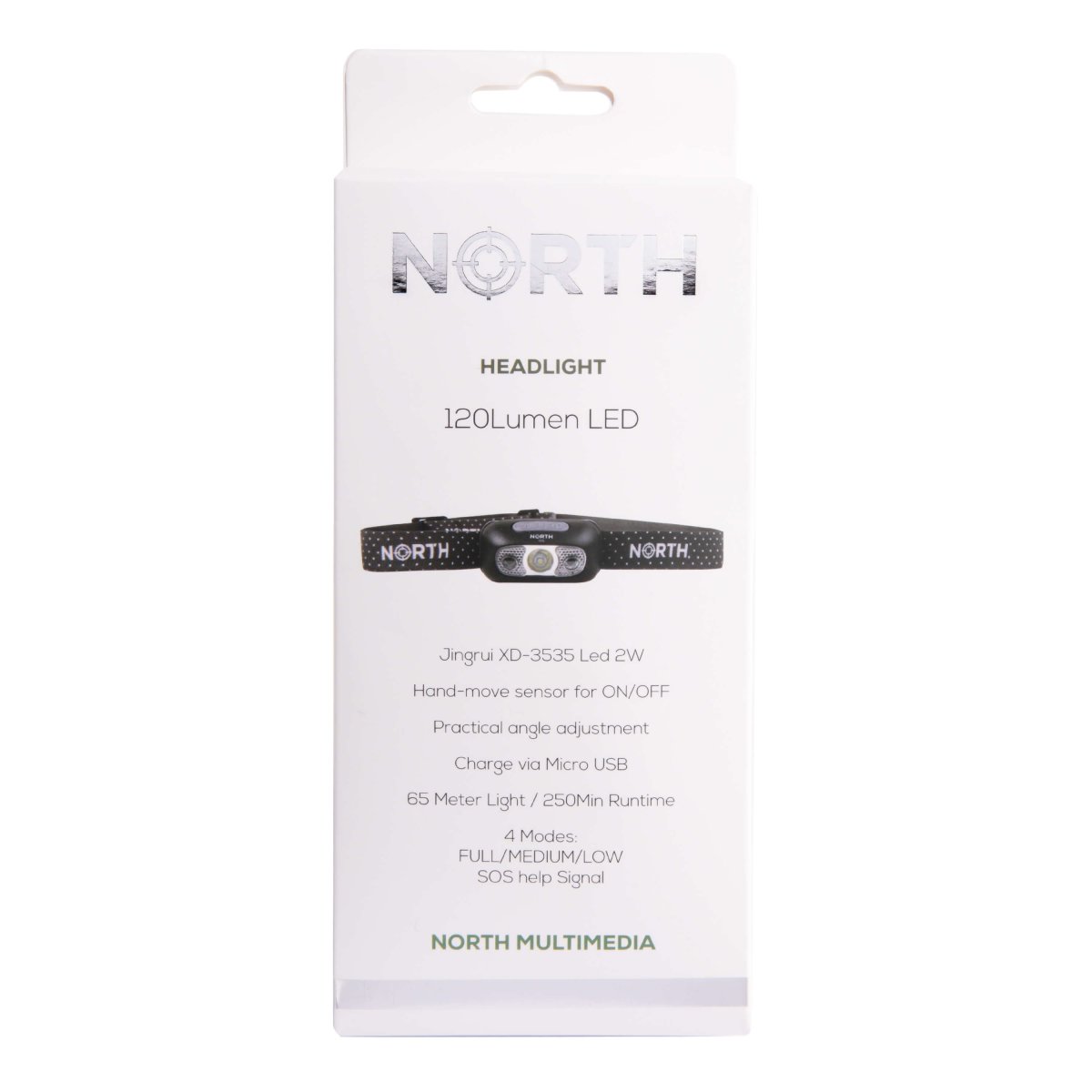 Pannlampa NORTH 120 Lumen Svart