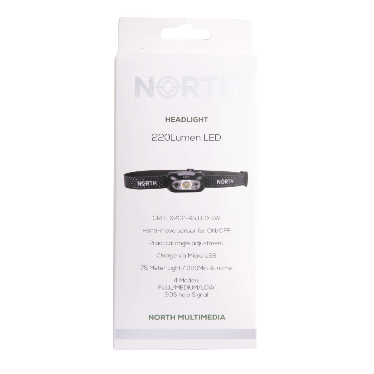 Pannlampa NORTH 220 Lumen Svart