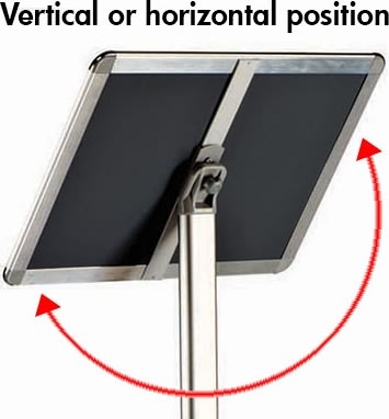 Skylthållare på stativ, Clip-on-ram, A3, aluminium