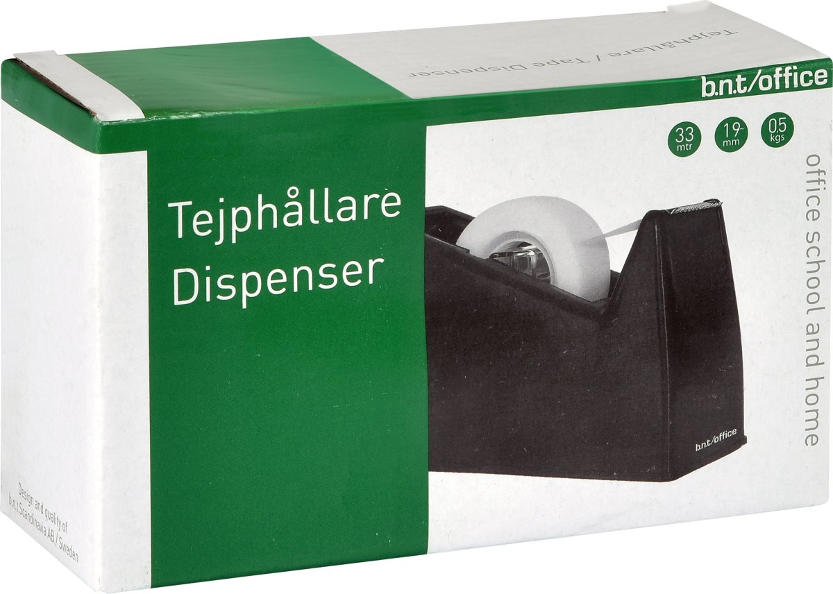 Bordshållare för 33 m tejp, svart