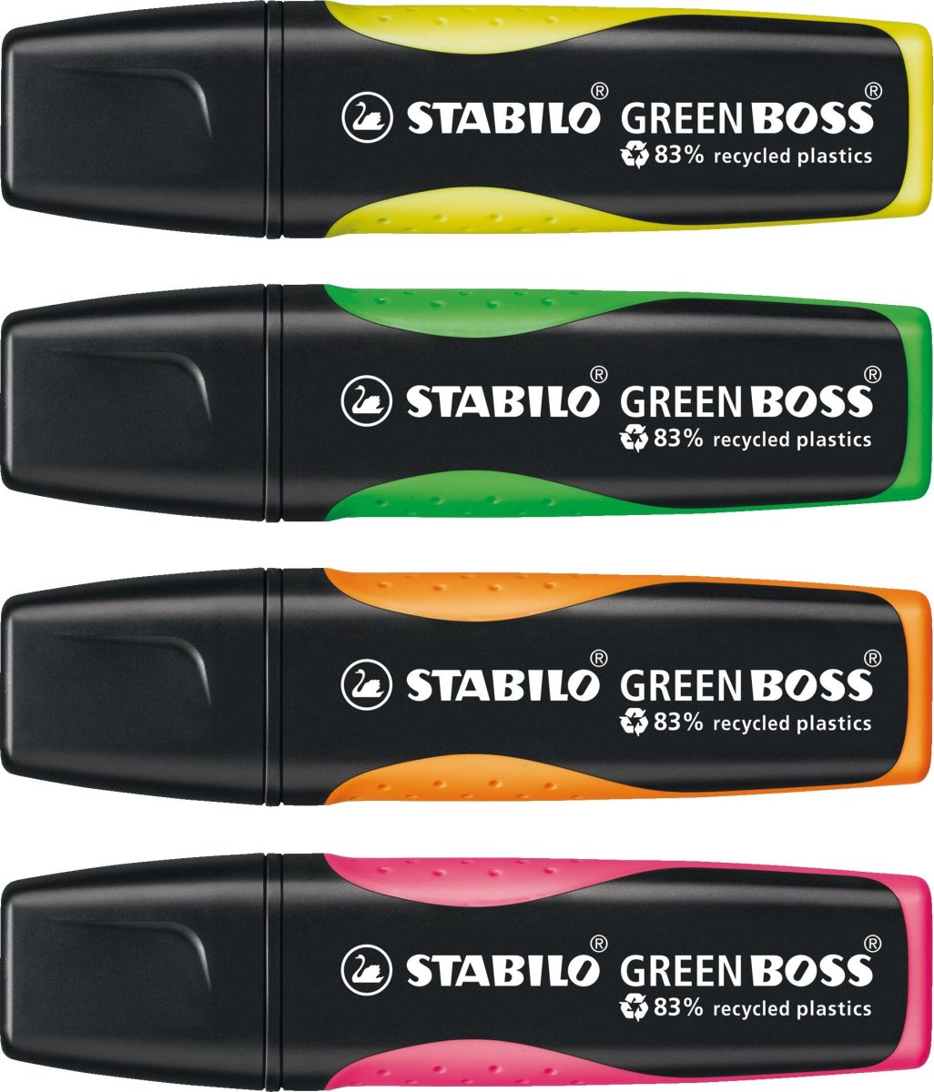 Överstrykningspenna Stabilo Green Boss 4 färger