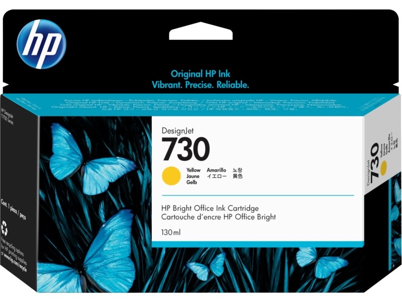 HP nr 730 P2V64A bläckpatron, gul