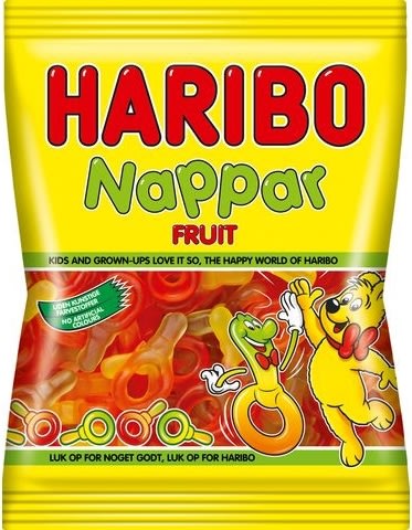 Haribo Fruktnappar, godispåse, 80g