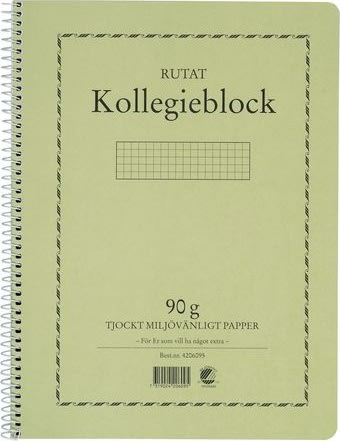 Kollegieblock A4 90g 70 blad rutat TF