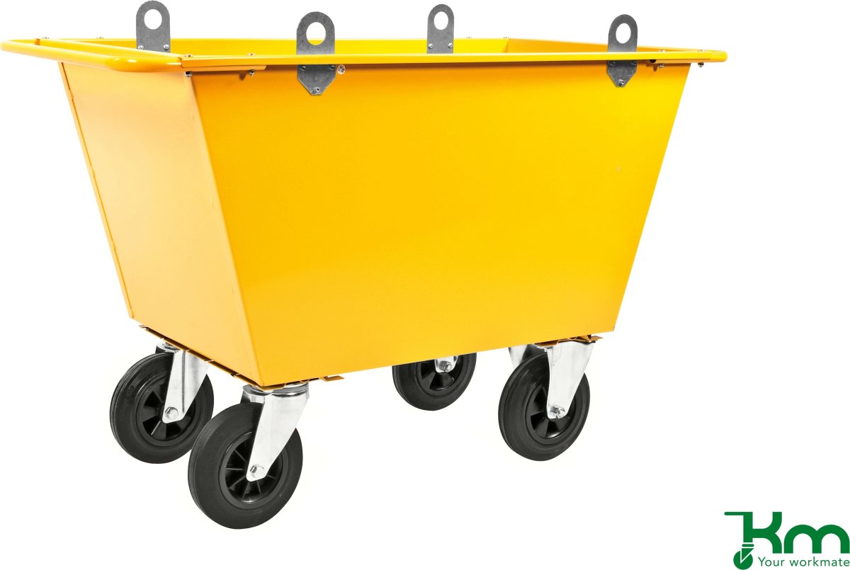 Fodervagn med lyftöglor, 300 liter, massiva hjul