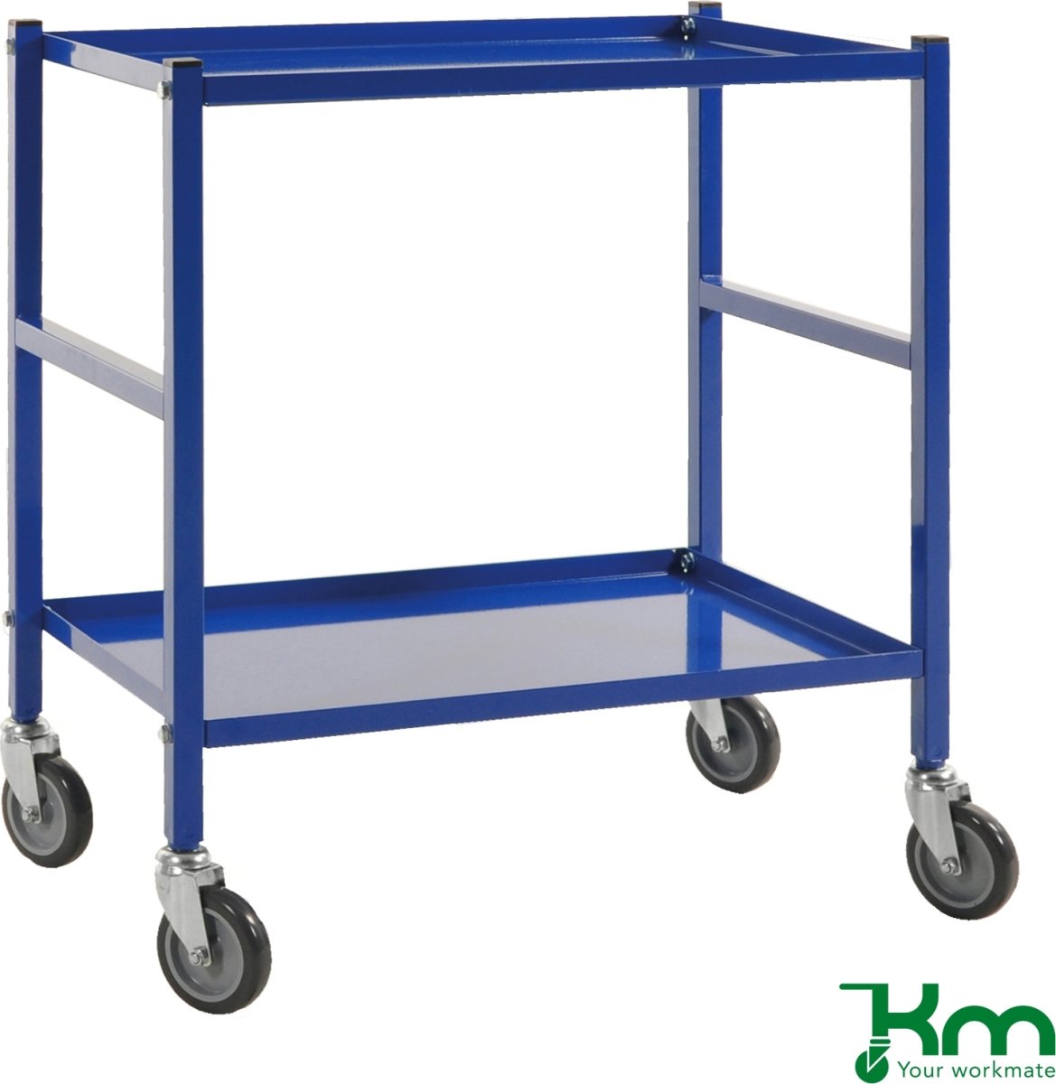 Rullvagn, 2 hyllor, 670x415x760 mm, 150 kg, blå