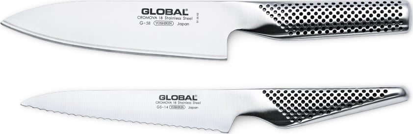 Kockkniv 16 cm Brödkniv 15 cm Global