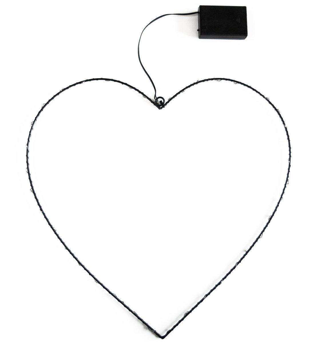 Hjärta med LED, Ø40 cm, svart / varmvitt