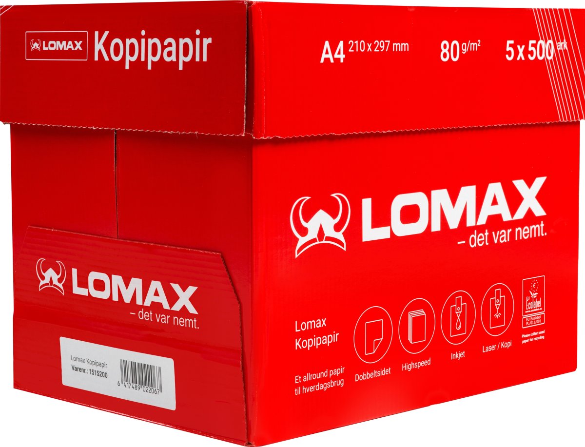 Lomax kopieringspapper | A4 / 80 g | Ohålat