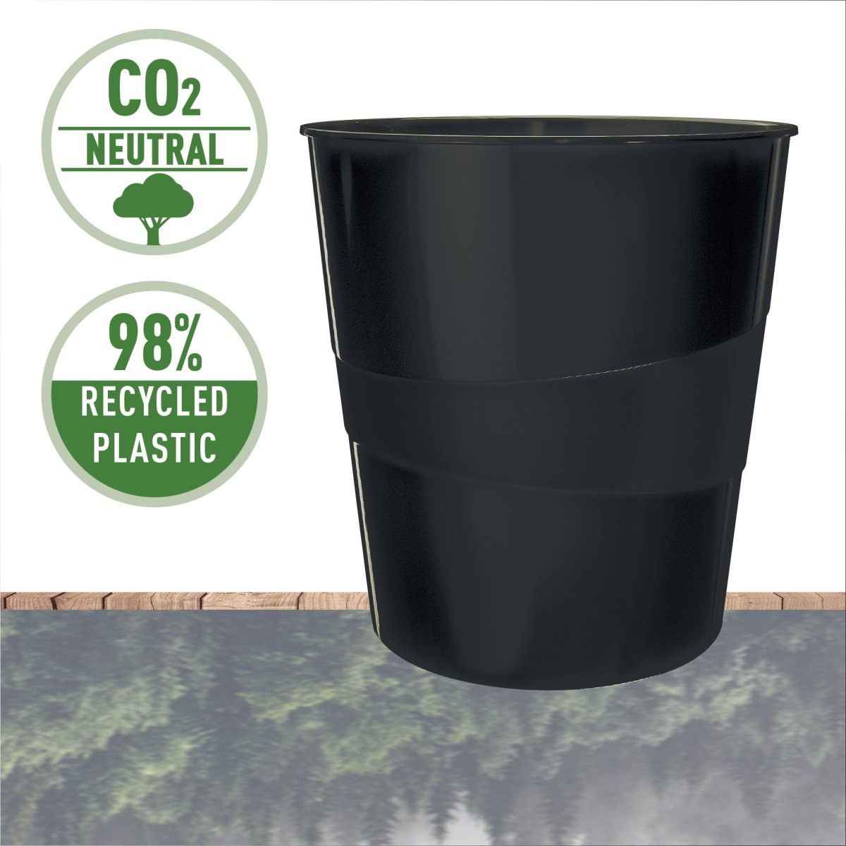 Leitz Recycle papperskorg | 15 liter | Svart