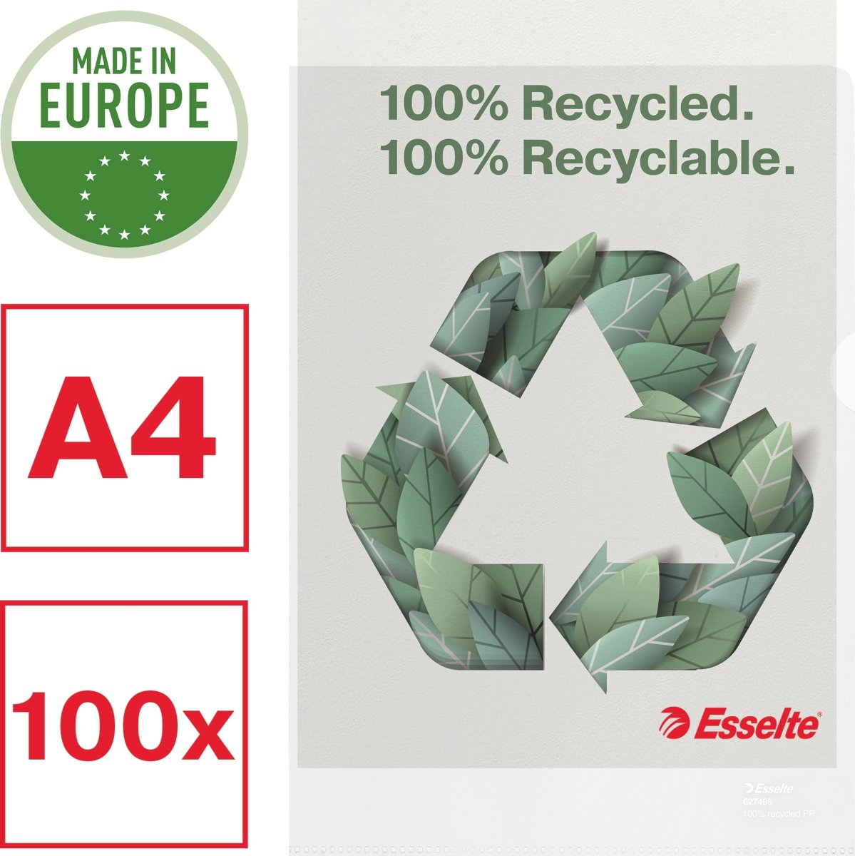 Esselte Recycle omslag | A4 | 100my | 100 st