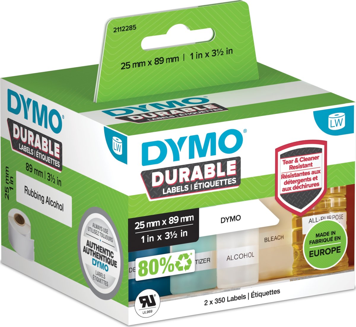 Dymo LabelWriter Durable etiketter storlek 25x89 m