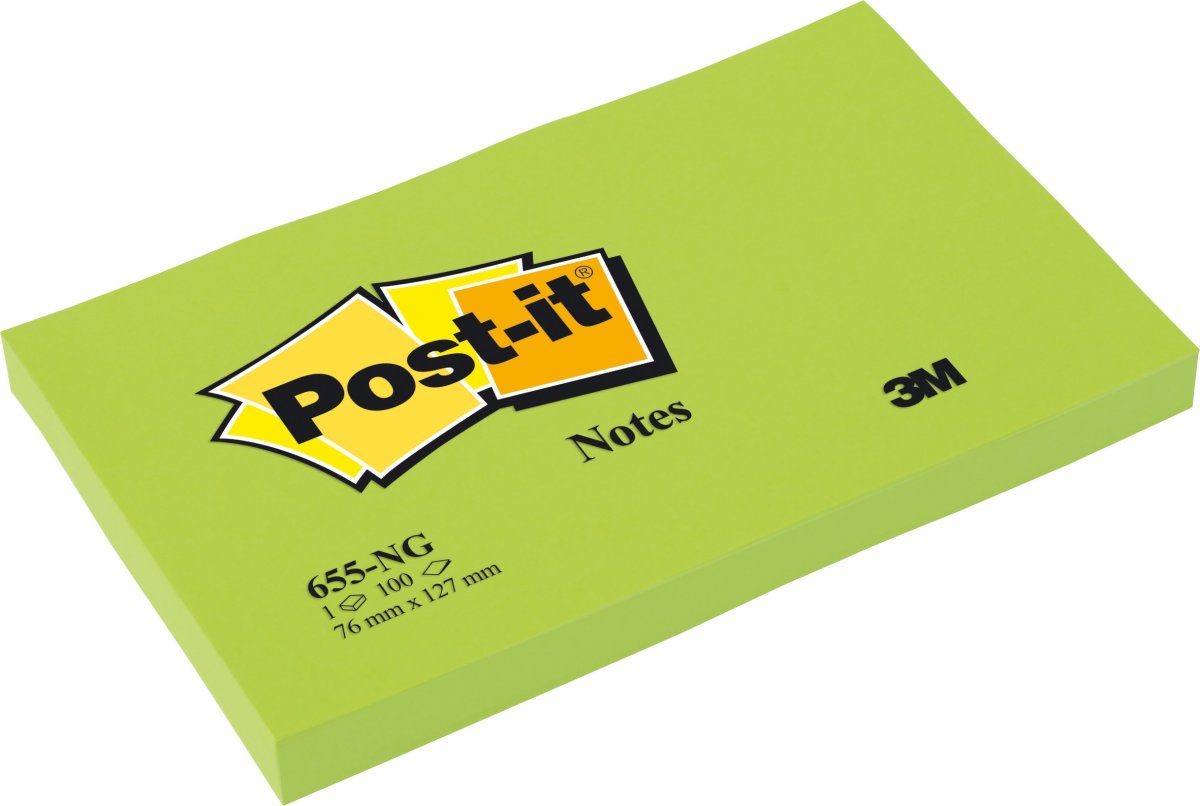 Post-it memoblock 76x127 mm, neongrön