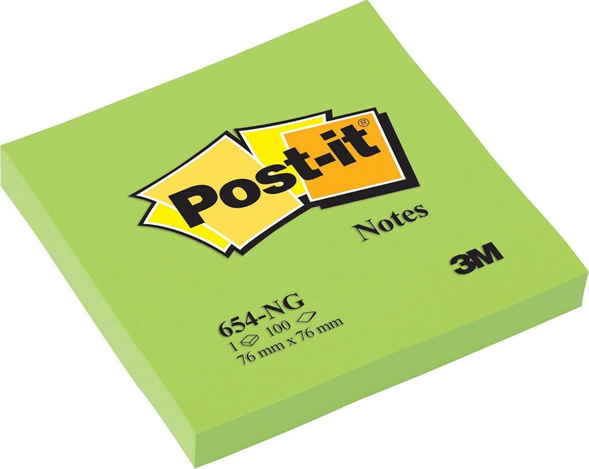 Post-it memoblock 76x76 mm, neongrön
