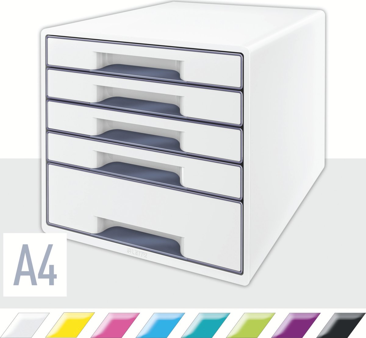 Leitz Wow Cube förvaringsbox, 5 lådor, vit/grå