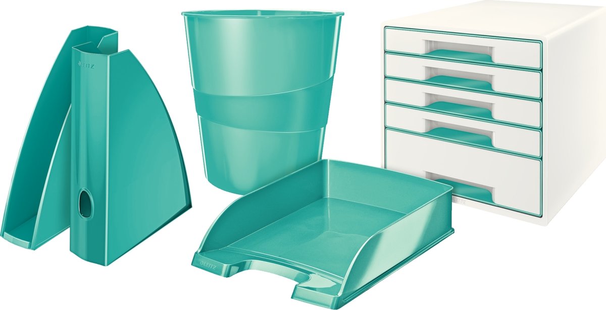 Leitz Wow brevkorg, isblå metallicfärg